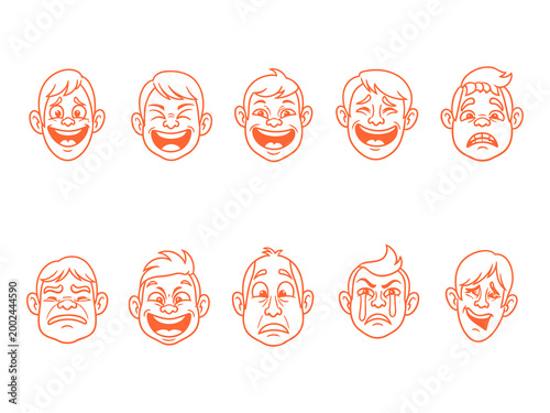 A collection of various cartoon faces showing different emotions and expressions.