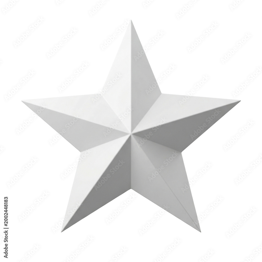 Obraz premium Simple White Five-Pointed Star Shape Isolated on White Background