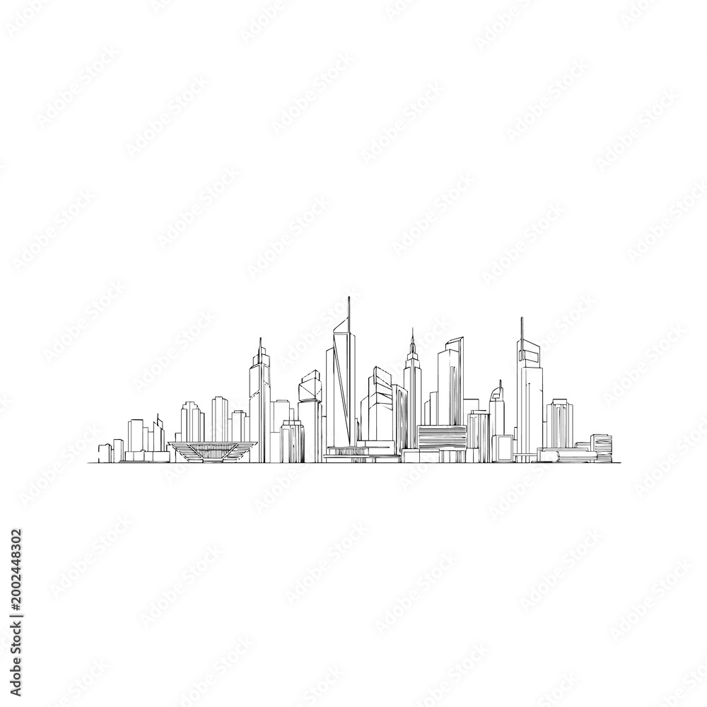 Fototapeta premium City skyline with skyscrapers and buildings