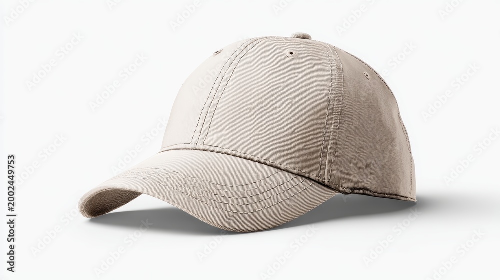 Fototapeta premium cap mockup front view, isolated cutout, object with shadow on transparent background, hat is a baseball cap, hat, cap, fashion, baseball, isolated, cloth, blank, sport, visor