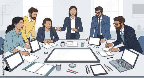 Diverse Business Team Collaborating in a Professional Meeting.