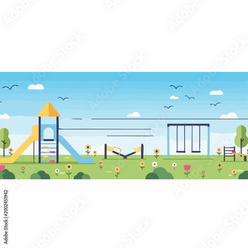 Colorful Playground Equipment in a Park.