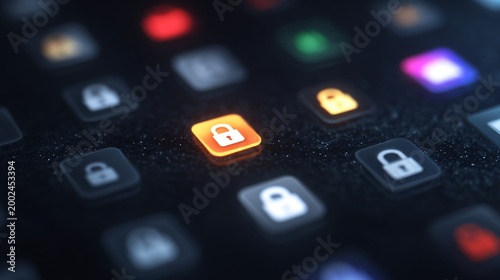 password manager app interface hologram, organized secure vault, futuristic digital UI design