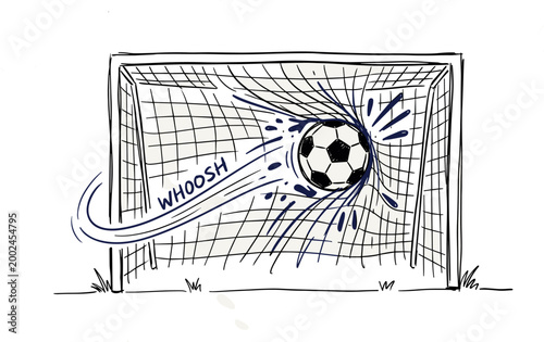 Soccer ball hitting a net with a "Whoosh" sound effect