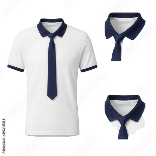 Business casual shirt and tie set isolated on transparent background