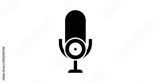 Black Microphone Icon Closeup View.
