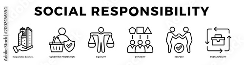 Socialresponsibility concept in clean outline style suitable for modern design and presentation use
