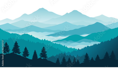 Silhouette of trees on mountain range.