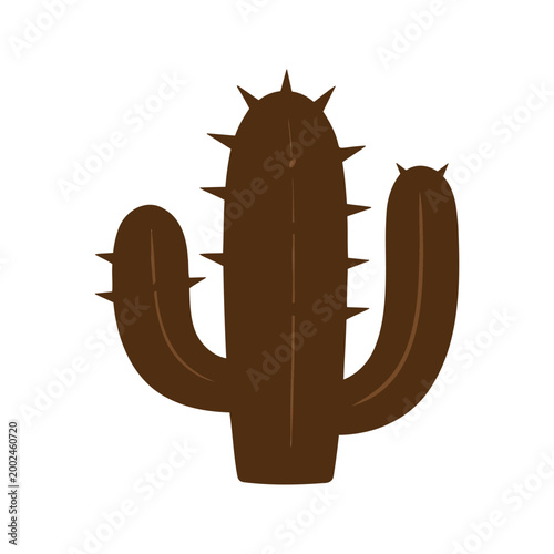 Stylized brown cactus illustration against a white backdrop