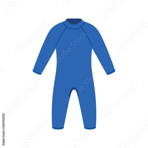 Illustration of a blue wetsuit with long sleeves for swimming and watersports