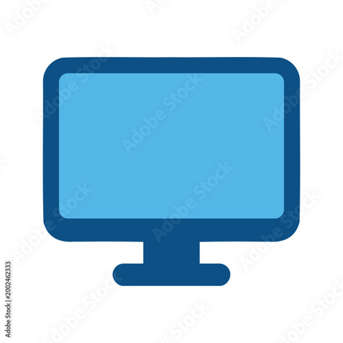 Modern desktop monitor illustration with clean design and blue screen display and dark blue frame
