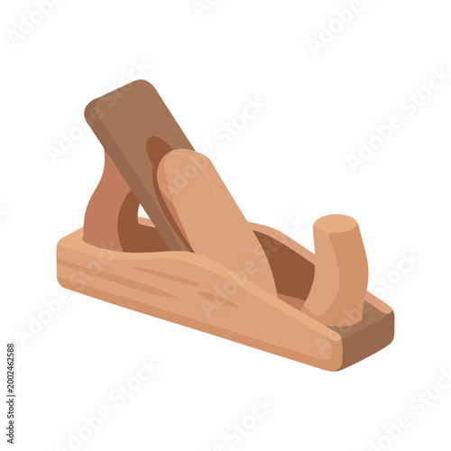 Close up of a light brown cartoon wood planer for smoothing a wooden surface