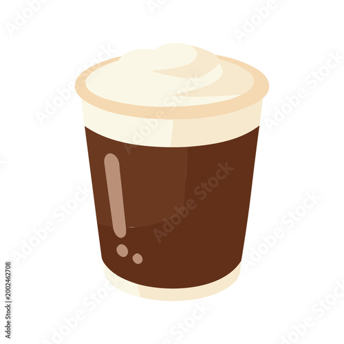 Cartoon coffee with cream foam illustration on white background in vector format