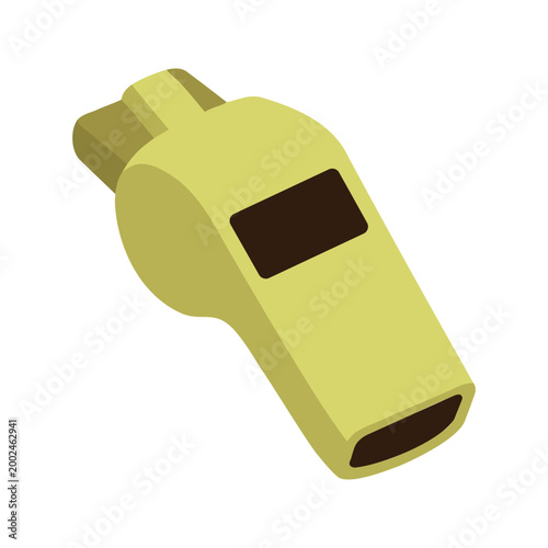 Isometric illustration of a yellow whistle often used by referees or coaches in sports