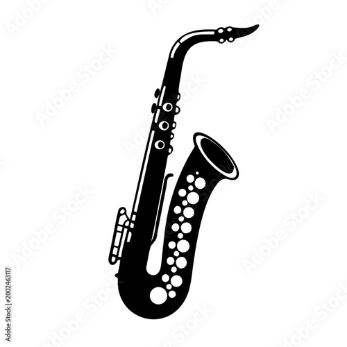 tenor saxophone silhouette icon illustration for music instrument jazz performance and sound design