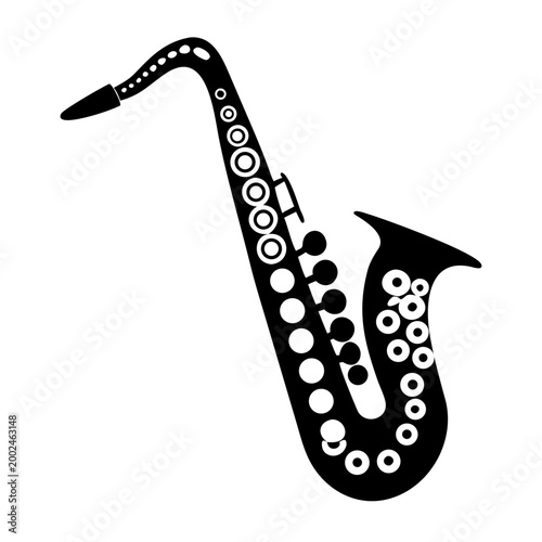 alto saxophone silhouette icon illustration for music instrument jazz performance and sound design