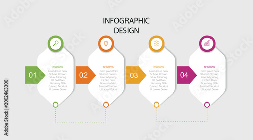 Business infographic template design icon 4 option. Can be used for info graphics, flow charts, presentations. Vector illustration. 