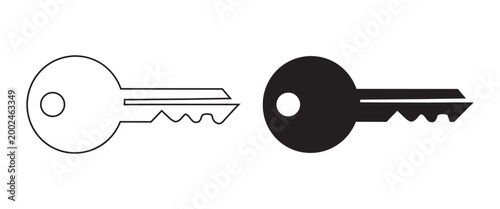Key Icon Outline and Solid Silhouette for Security and Access Design