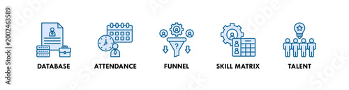 Photos Talent Management web icon illustration concept with icon of database, attendanc