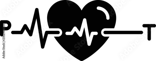 Heartbeat pulse graphic symbol with P and T letters.