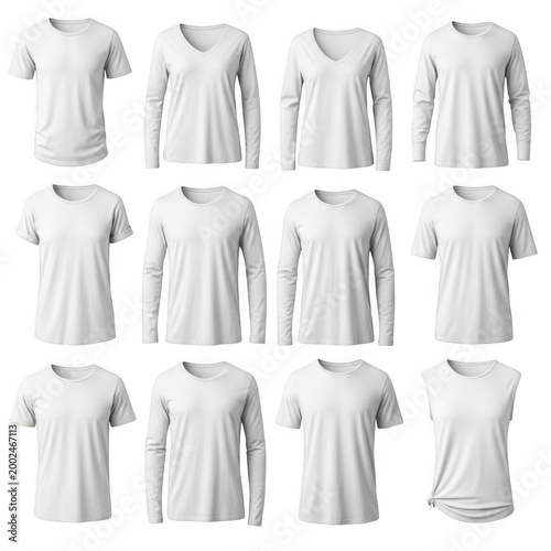 Collection of t-shirt designs isolated on transparent background