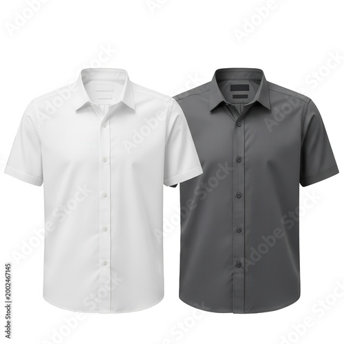 Two business casual shirts isolated on transparent background
