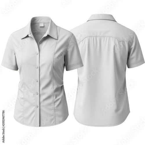 Light gray button-up shirt isolated on transparent background