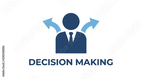 Vector graphic illustration of Blue decision making business icon with arrows Vector