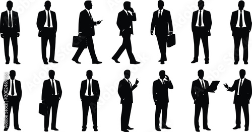 Business People Silhouettes Businessman, Office Worker, Vector Set