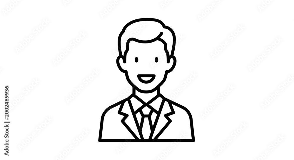 Fototapeta premium Smiling Businessman Line Art Portrait.