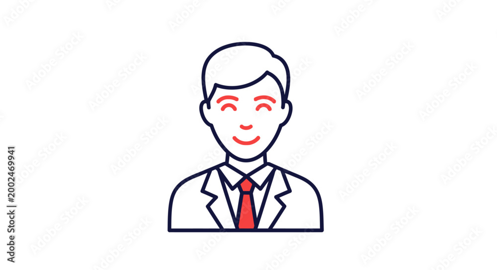 Fototapeta premium Smiling Businessman Line Drawing Portrait.