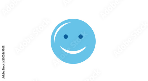 Smiling Blue Emoticon Face Icon.