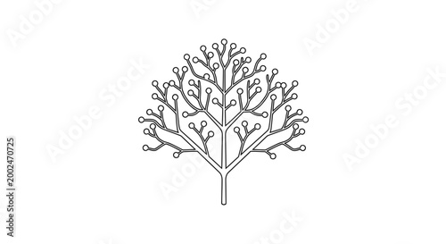Stylized circuit board tree with many branches and nodes.