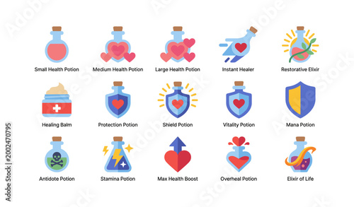 Potion icons representing health and mana on white background