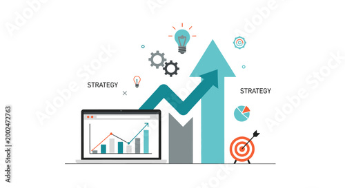 Quadro su tela Business strategy and growth concept.