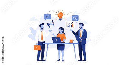 Business people discussing ideas together.