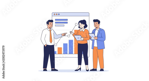 Business people discussing data chart.