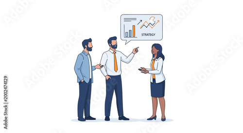 Business people discussing data analysis.