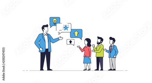 Business people discussing ideas together.