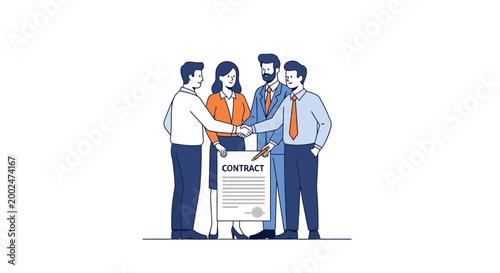 Business people signing a contract agreement.