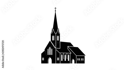 Fotografie Black silhouette of a church building.