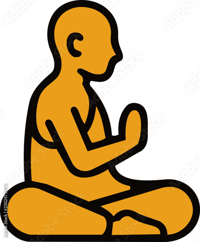 Meditating monk vector icon flat design
