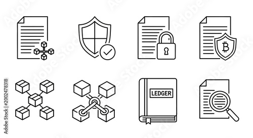 Foto Business documents and security icons.