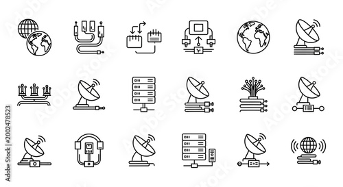 Fotografía Satellite Dish Communication Technology Icons.