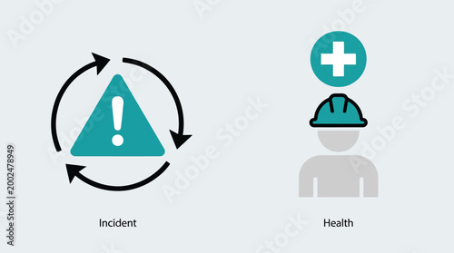 Vector graphic illustration of Medical health warning sign icon with incident alert Vector