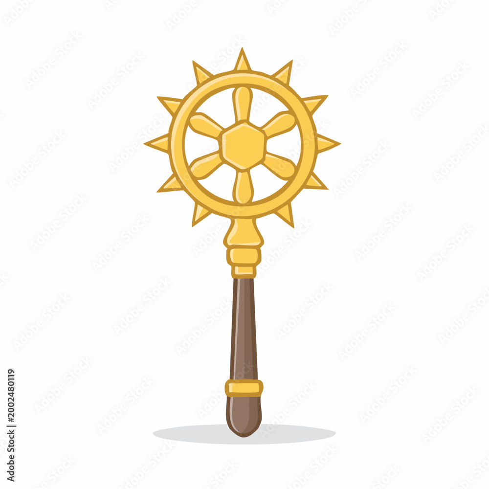 Obraz premium Golden Dharma Wheel Scepter