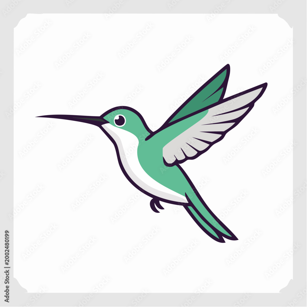 Obraz premium Cartoon Hummingbird in Flight