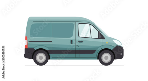 Side view illustration of a light blue commercial cargo delivery van isolated on white background.