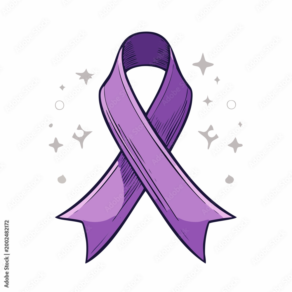 Fototapeta premium Purple Awareness Ribbon with Sparkles