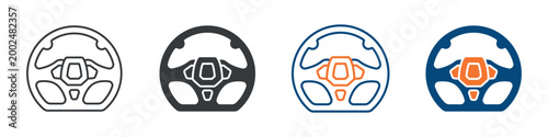 Steering Wheel Icon Set Multiple Style Collection